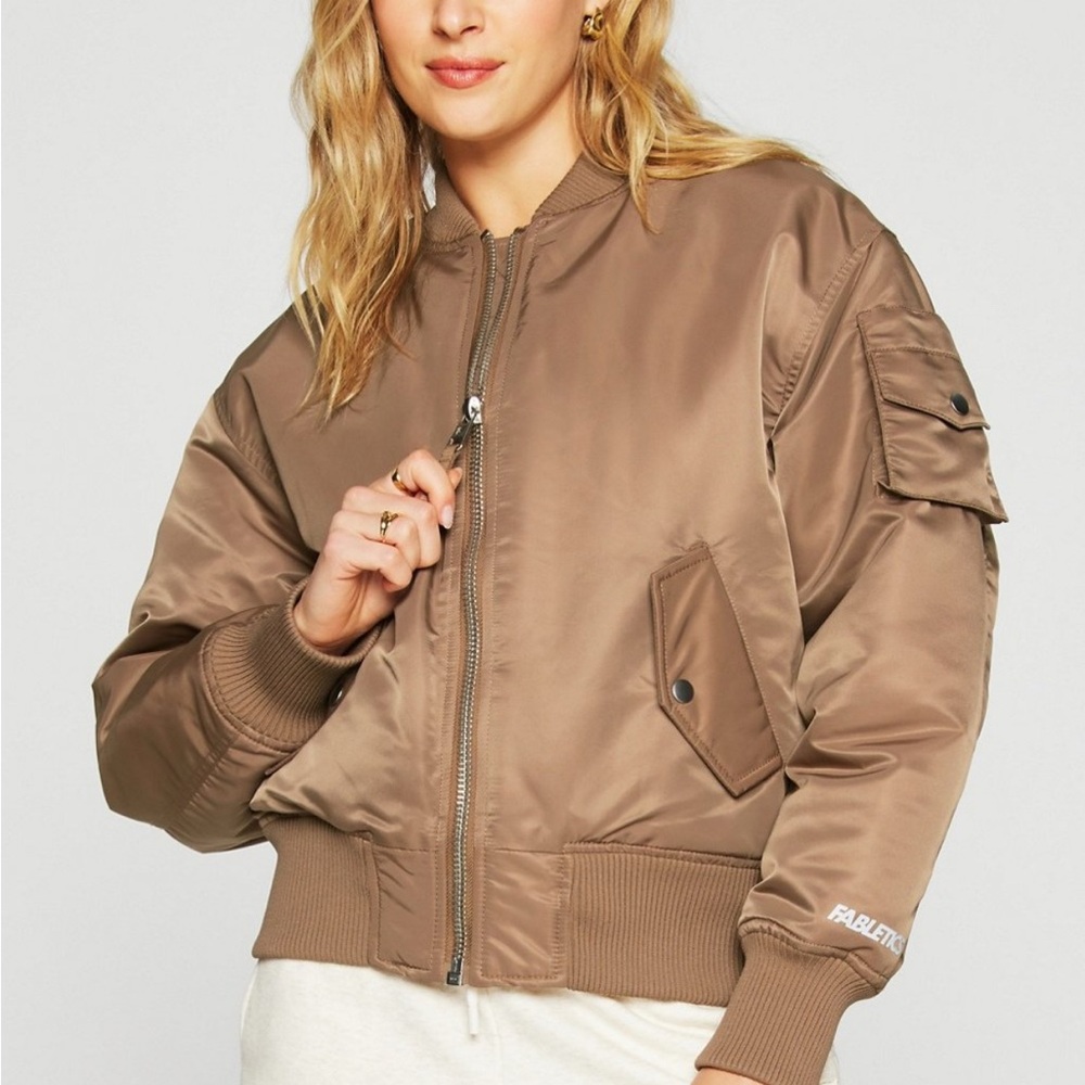 Fabletics Women's Tan Bomber Jacket